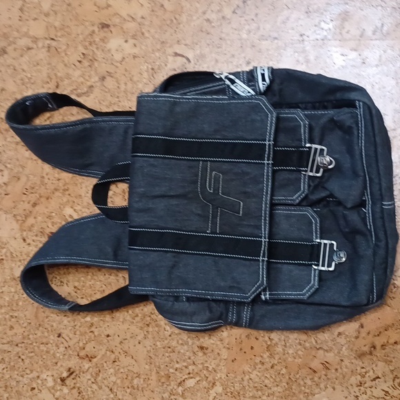Vintage Fubu Black Denim Backpack - Picture 1 of 10